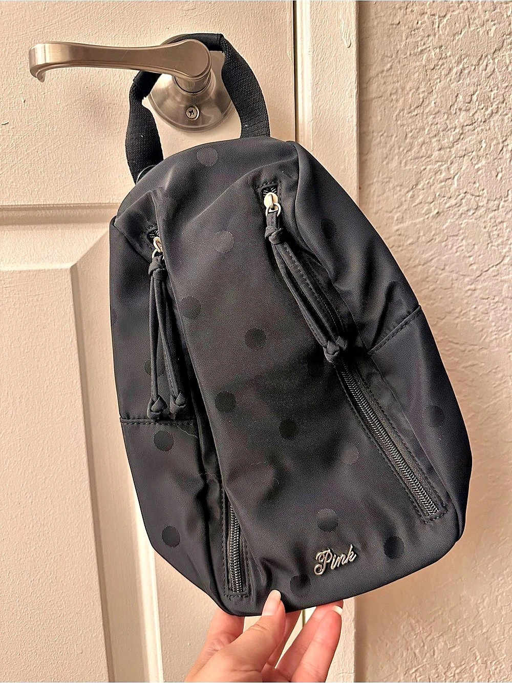 Victoria's Secret Polka Dot Backpack in Black NWT